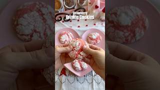 Strawberry Crinkle Cake Mix Cookies! #cookies #cookierecipe #valentinesday #dessert #easyrecipe