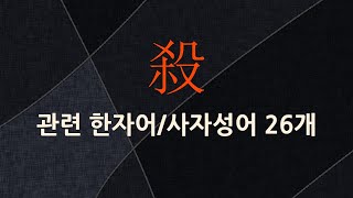 殺(죽일 살,감할 살,덜 쇄,빠를 쇄,맴 도는 모양 설,윗사람 죽일 시)에 관한 한자어/사자성어 26개