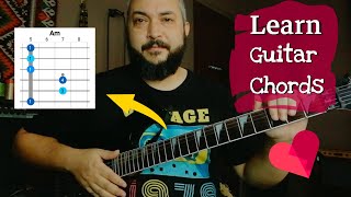 Learn Guitar Chords: Vintage Chord progression in Am/C Major