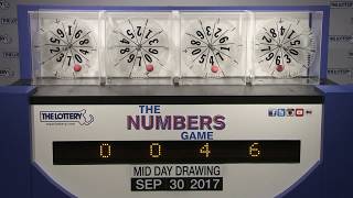 Midday Numbers Game Drawing: Saturday, September 30, 2017