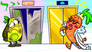 LUCKY vs UNLUCKY || Vegetable Weird Elevator Adventure || Avocado Couple