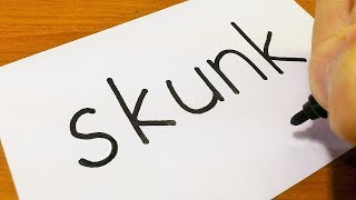 Easy！How to draw SKUNK using how to turn words into a cartoon - doodle art