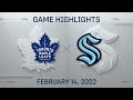 NHL Highlights | Maple Leafs vs. Kraken - Feb 14, 2022