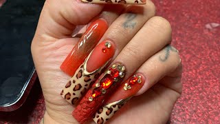 Watch me design change no fill | Cheetah print, chrome, and textured print nails | Cambio de diseño