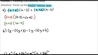 6.1 Example 3 Factoring Out a Binomial Factor