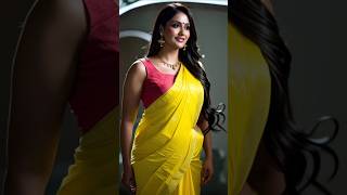 Light Yellow Chefn Saree draping and off sleeve blouse design #cutegirls#shorts #saree #sareebeauty