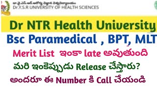 AP Dr NTR University 2024 Bsc Paramedical, BPt Counselling merit list update | AP Eamcet Bipc