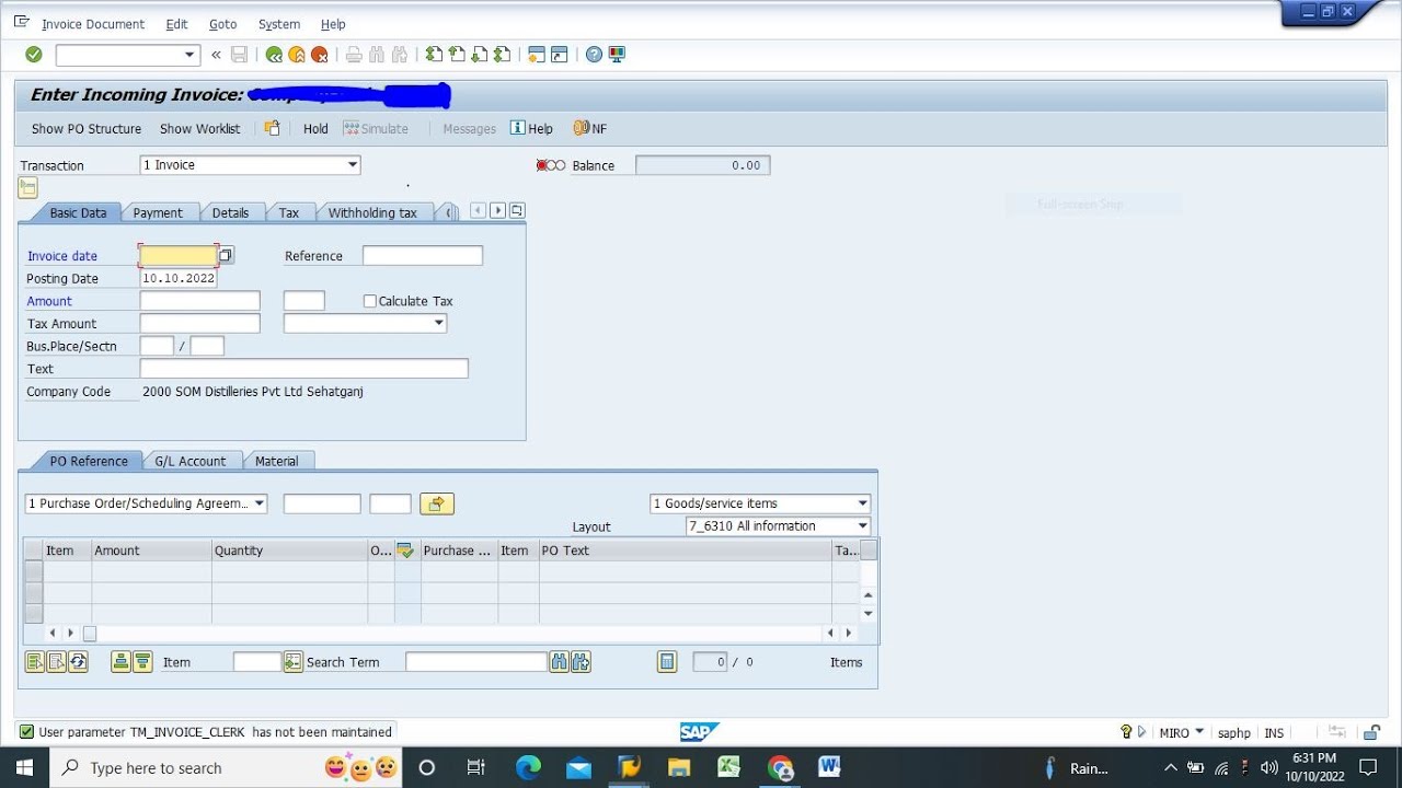 Invoice Verification : MIRO : How To Book Vendor Invoice In SAP - YouTube