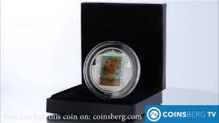 Coinsberg TV: 2010 Cook Islands $20 silver proof coin Sunflowers Vincent van Gogh crystals - Video