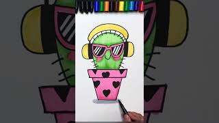 How To Draw A  Cute Cactus|如何画一个可爱的仙人掌|Easy Draw|简笔画|2022