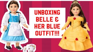 Unboxing Opening Review: New AG American Girl Belle Doll \u0026 Blue Village Outfit Disney Beauty Beast