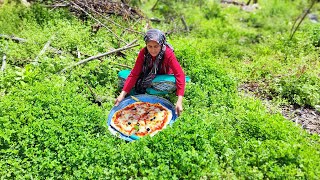 Enjoying Delicious Organic Pizza in the Rural Landscape of Iran