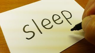 Very Easy ! How to turn words SLEEP into a Cartoon -  Drawing doodle art on paper