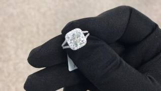 3.01ct Cushion Cut Diamond, G/Si1, in Split Shank Halo Ring