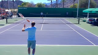 Edberg \u0026 Federer - AI Upscale 4k 60fps \u0026 Stabilized, IW 2014 Practice