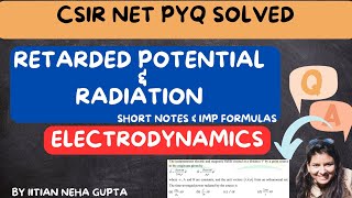 PYQ Retarded Potential and Radiation| Electrodynamics|| CSIR NET| Gate| short notes and Formulas