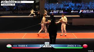 FE T16 04 M S Cadet Individual Verona ITA World Championships RED RABB HUN vs ZHOU CHN