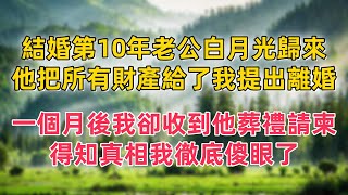 結婚第10年老公白月光歸來，他把所有財產給了我提出離婚，一個月後我卻收到他的葬禮請柬，得知真相我徹底傻眼了#情感故事 #情感 #生活經驗 #家庭故事 #两性情感