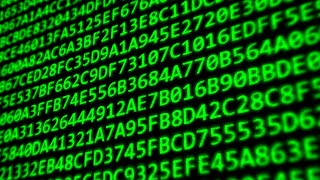 Hexadecimal Code Program Digits on Dark Computer Monitor Screen 4K Motion Background for Edits