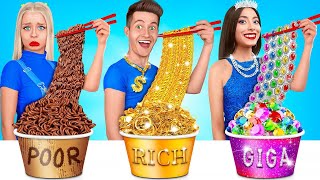 Rich vs Poor vs Giga Rich Food Challenge | Cooking Game with Chocolate by MEGA GAME