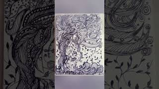 Mother nature amazing zentangle art|nature doodle art#worldenvironmentday #shorts#naturedrawing