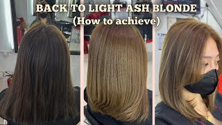 FROM DARK COLOR, GOING TO LIGHTEST ASH BLONDE COLOR ( haircolor tutorial step by step )