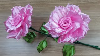 How to make a very pretty rose flower with satin ribbon