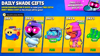 DAILY SHADE FREE GIFTS!🎁- NEW BRAWLER In Brawl Stars