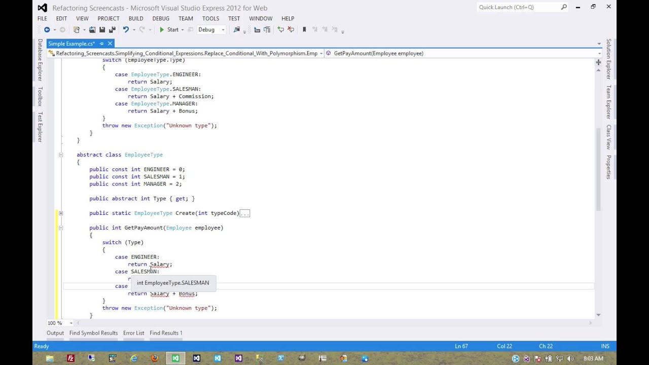 Replace Conditional With Polymorphism Youtube