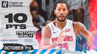 Derrick Rose SICK Pistons Debut Highlights vs Orlando Magic | October 7, 2019