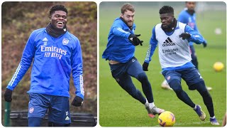 Thomas Partey trains with teammates ahead of Arsenal match vs West Brom