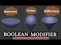 BOOLEAN MODIFIER in Blender | Difference, Union, Intersection #blender #tutorial