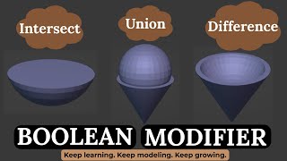 BOOLEAN MODIFIER in Blender | Difference, Union, Intersection #blender #tutorial