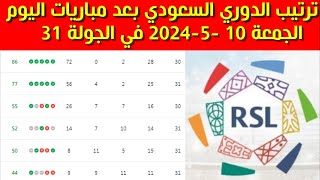 ترتيب الدوري السعودي بعد مباريات اليوم الجمعة 10-5-2024 في الجولة 31