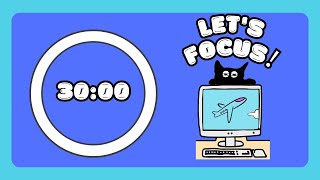 Airplane Brown Noise Pomodoro Timer 30/5 | Focus for ADHD & Study