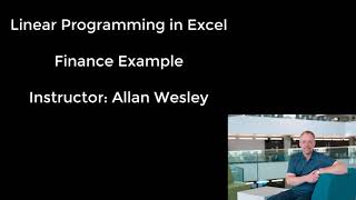 MGTS 113 - Unit 8 - LP Excel Based Example - Optimal Portfolio Allocation