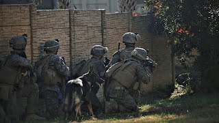 The US Marine with Infantry Soldiers from Weapons Co