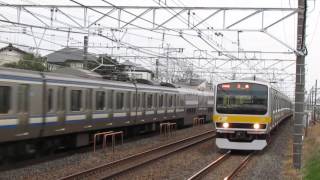 【列車並走】JR総武線快速E217系・総武線各駅停車E231系 高速デッドヒート！