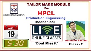 HPCL| Tailor Made Module | Live | Production Engineering -2 | Mechanical | Verender Saklani