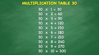 Multiplication Table 30