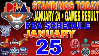 pba standings today January 24, 2025 | games results | games schedule January 25, 2025