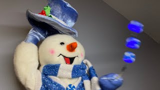 2005 Gemmy Animated Blue Peppermint Spinning Snowman