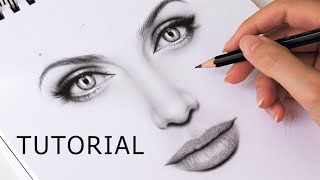 How to Draw Eyes, Nose and Lips (Mouth) - EASY TUTORIAL Step by Step