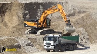 Hyundai 520LC 9A Excavator Loading Volvo \u0026 Iveco Trucks (pt1)