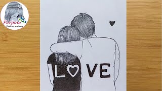 valentine couple drawing (very easy) || How to draw Romantic Couple with pencil sketch