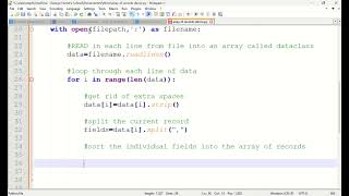 H Computing Science - reading data into an array of records using Python