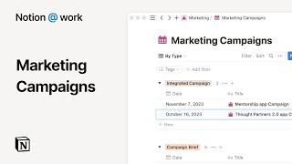 Notion at work: Marketing campaigns