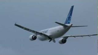 airbus a310 air transat take off runway 33 euroairport LFSB [HD]