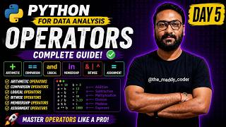 Python Full Course LIVE 🔴 | Operators In Python | Day 5