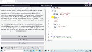 Tutorial 20 - modify an array stored in object - freecodecamp